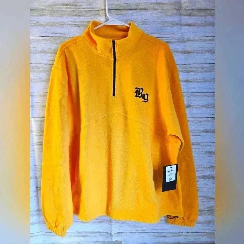 Raw gear 3/4 zip up pull over fleece yellow mens small - Picture 1 of 8